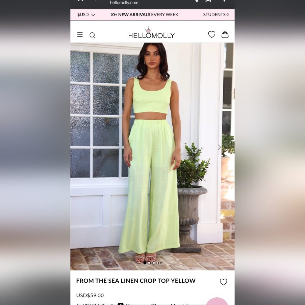 Hello Molly Lime Green Linen Set Shirt & Pants